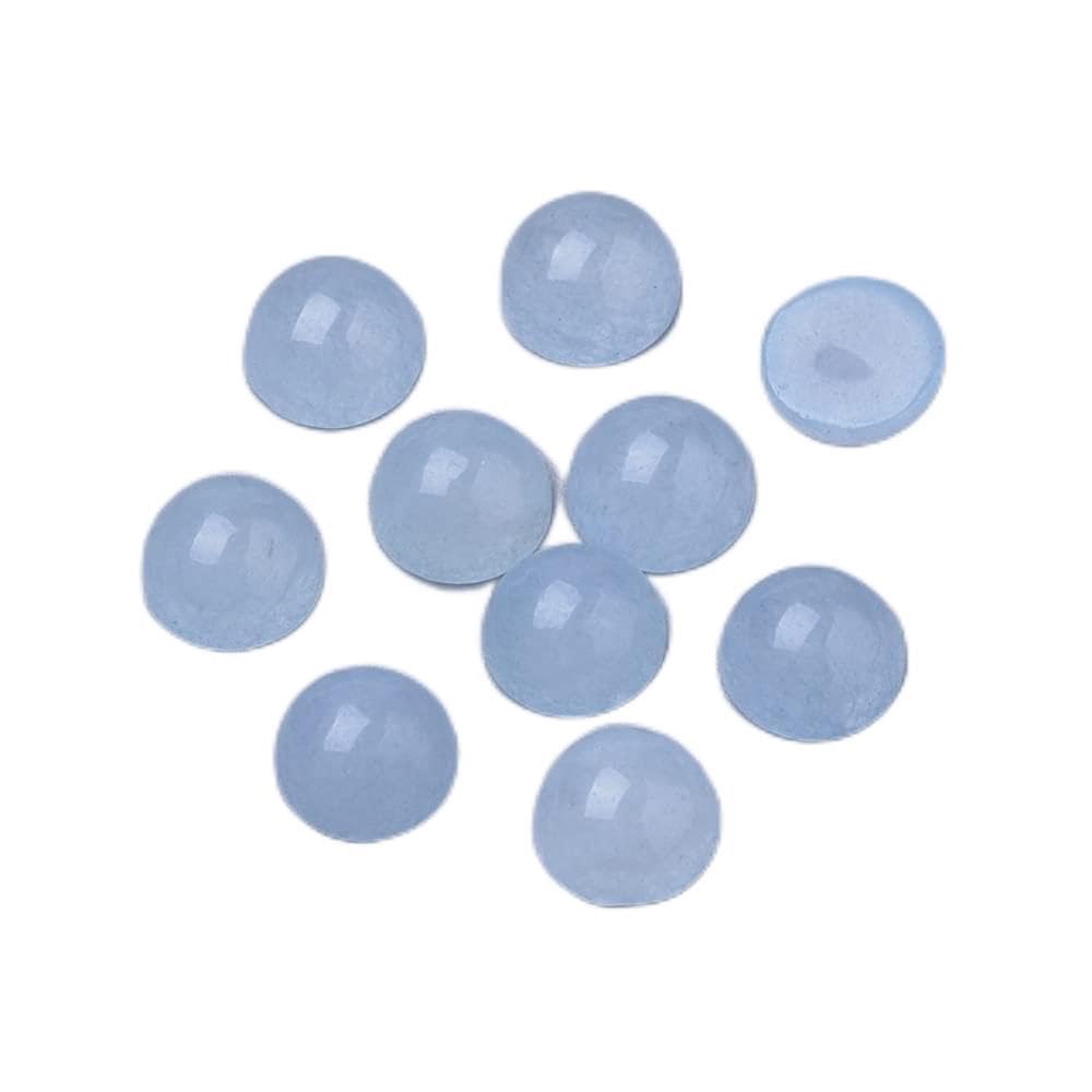 Craftdady 50PCS Flat Round Cabochon 6mm Dyed White Jade Sky Blue Chakra Healing Crystal Half Round Dome Cabs Flat Back Covers For Jewellery Making — image 1