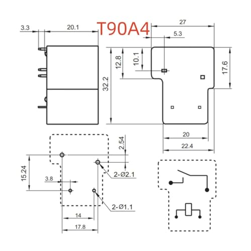Relé HATF901AS30DC24-1 T90A4 interruptor electromagnético de 4 pines encapsulado 2