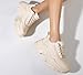 K KIP WOK Chunky Sneakers for Women Fashion Platform White Leather Casual Dad Shoes Comfortable Wedge Walking Sport Sneakers(Beige,10)