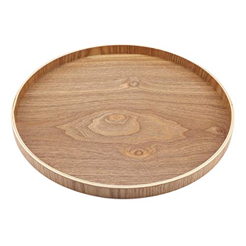 Juicemoo Wooden Serving Tray All-Natural Wooden Serving Tray Round Plate Decoration for Fruit Cotainer Coffee Shop Household(33cm)