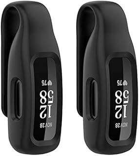HQzon 2-Pack Clip Holder Compatible with Fitbit Inspire 3 Inspire 2 Ace 3 Fitness Tracker, Soft Silicone Replacement Case for Inspire 3 2 Ace 3,Black+Black