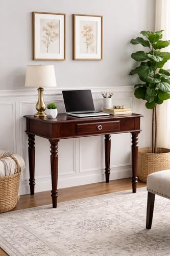 Image of Study Table for Students Study Desk Table Office Table for Work from Home Writing Office Desk Computer Desk (Dark Walnut)