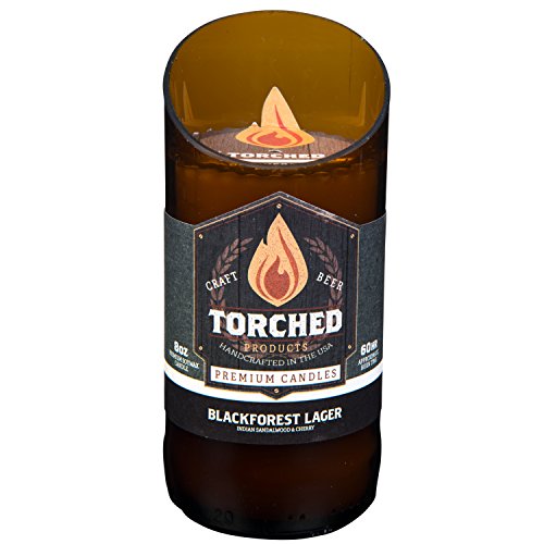 Torched Beer Scented Candles | Natural Soy Wax Candle | Blackforest Lager Scent 8 oz | Makes a Great Gift for Men, Beer Lovers, and Collectors | Bar Man-Cave Decor and Accessories