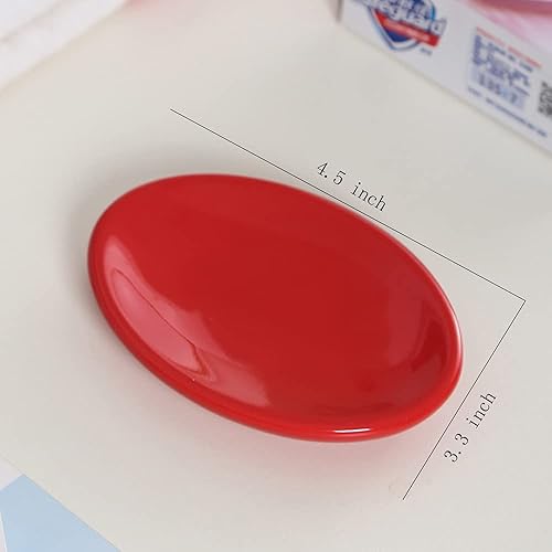 Miniatura 2 de Gaolinci 2pcs caja de jabón roja, plato de jabón de cerámica del cuarto de baño