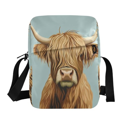 men's messenger bag Small Crossbody Bag Women Womens Cross Body Purse Bags Adjustable Strap for outdoor sports outdoor sports- Simple Highland Cow