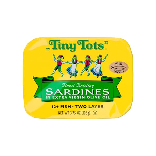Image of King Oscar Wild Caught Brisling Sardines Tiny Tots Extra Virgin Olive Oil, 45 Oz, Pack of 12