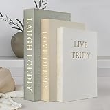 YKANYN Aesthetic Decorative Books, Set of 3 Linen Fake Book Boxes, Faux Book Decor for Coffee Table, Bookshelf, Entryway Tables