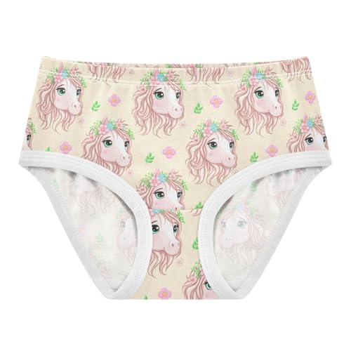 Cute Horse Flowers Floral Yellow Toddler Girls's Underwear 2T 2302191