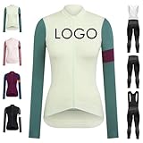Maillot de Ciclismo Personalizado para Mujer Camiseta de Manga Larga de Secado Rápido Calidez Invernal con Logotipo del Equipo(Pink)