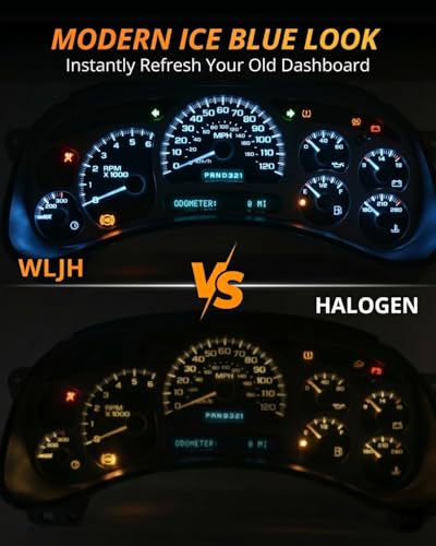 Image of WLJH Ice Blue PC194 T10 194 LED Bulb with Sockets for Instrument Cluster | 3030 SMD, Dimmable, Direct Fit, PC195 PC168, Dash Gauge Light, Dashboard Light, Nighttime Readability, 6-Pack