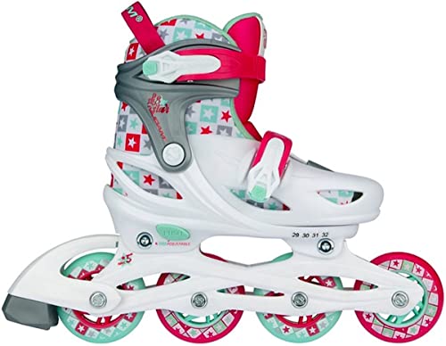 Nijdam Inline Skates Adjustable - Sk8 Star - White/Fuchsia/Mint Green/Silver Grey - 25-28 Nijdam Inline Skates Adjustable - Sk8 Star - White/Fuchsia/Mint Green/Silver Grey - 25-28