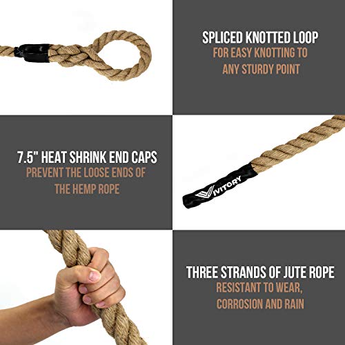 Vivitory Gym Fitness Training Climbing Ropes, Workout Gym Climbing Rope, Home Training and Fitness Workouts,1.5'' in Diameter, Available 10, 15, 25, 30 Ft (15 ft) - Thumbnail 4