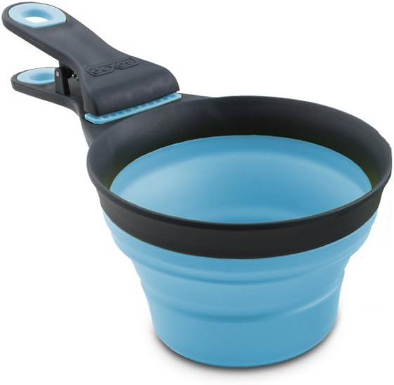 Dexas Popware for Pets Collapsible KlipScoop, 1 Cup Capacity, Gray/Blue