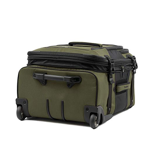 Image of Travelpro Unisex-Adult Bold-Softside Expandable Rollaboard Upright Luggage, Olive /Black, Checked-Medium 25-Inch