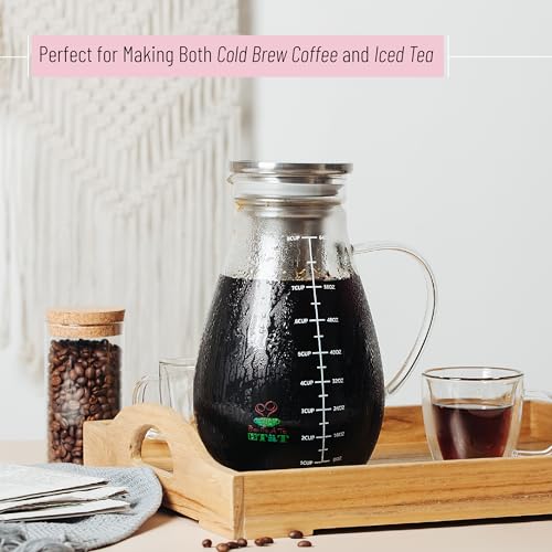 Image of BTaT- Cold Brew Coffee Maker, Iced Coffee Maker, 2 Liter (2 Quart, 64 oz), Iced Tea Maker, Cold Brew Maker, Tea Pitcher, Coffee Accessories, Iced Tea Pitcher, Cold Brew System, Cold Brew Pitcher