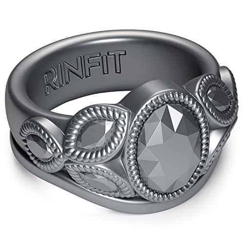 Rinfit Silicone Rings for Women - Womens Wedding Rings - Silicone Wedding Bands - Oval Rubber Ring - Patented Design
