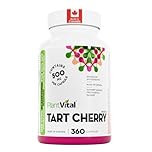 PlantVital Tart Cherry Capsules - Made in Canada - 10,000mg (10:1 Cherry Extract) Per Day - Montmorency Supplement for Antioxidants - Vegan, Non-GMO, Gluten & Soy Free - 6 Months Supply - 360 Capsules