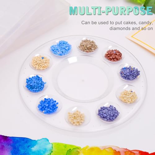 Hulameda 3pcs Paint Palettes, Plastic Paint Tray Palette, Paint Pallet with 10 Wells for Adults & Kids, for Painting or DIY Craft Class, Clear — view 3