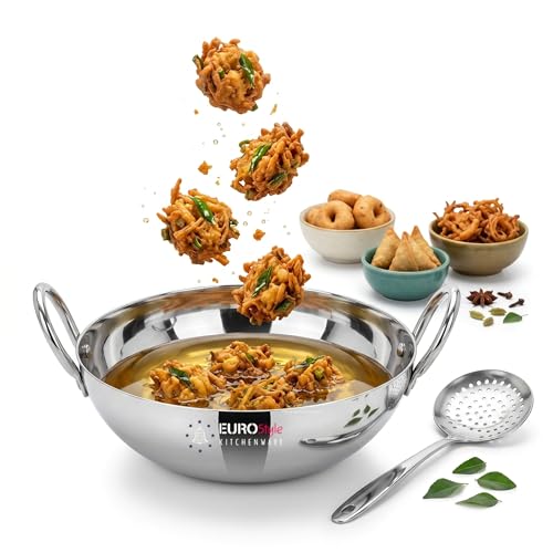 EURO style 24CM Triply Deep Frying Kadai 2L-Round Base-Heavyduty-Extra Deep