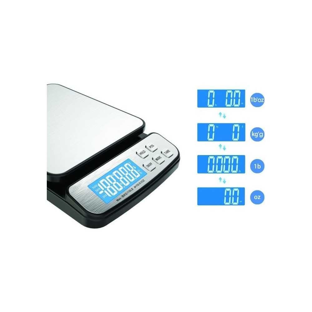 LITTLE BALANCE 8370 Pro 30.1, Balance postale, Balance Professionnelle, 30 kg / 1 g, Sur secteur ou Piles, Inox