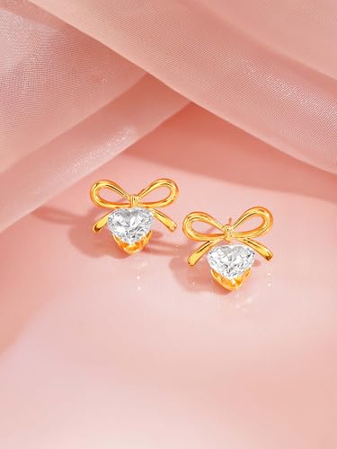 Image of 18K Gold Plated Heart Earrings for Women & Girls | Heart Hoops, Studs & Huggies | Waterproof and Anti Tarnish Jewellery | Valentines Gift for Girlfriend | Gifts for Women | 1 Year Warranty*