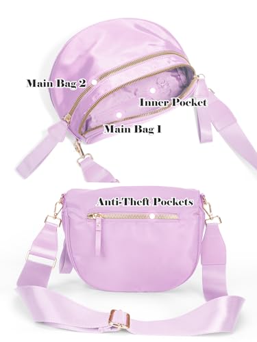 Image of Pure Colour Crossbody Bag Bum Bag for Women,Spacious Purse Fanny Packs Belt Bag,Oversized Bum Bag (Colour Bum Bag-Light Purple)