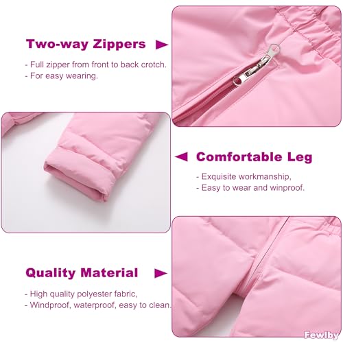 Girls 2-Piece Snowsuit Toddler Kids Down Jacket Ski Jacket & Snow Bib Pants Ski Suit Set Winter Wear4