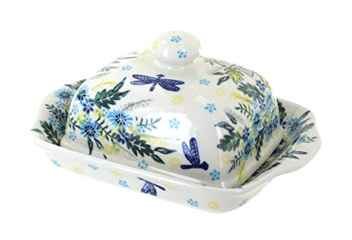 Blue Rose Polish Pottery Alyssa Square Butter Dish