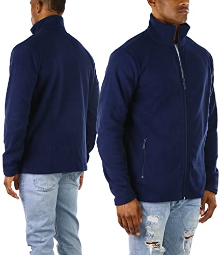 Image of ToBeInStyle Men's Zip Up Long Sleeve High Collar Polar Fleece Jacket