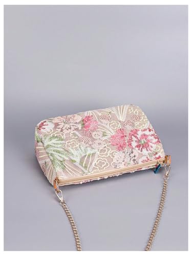 Verdusa Women's Floral Sequin Shoulder Bags Zipper Chain Strap Elegant Evening Handbag2