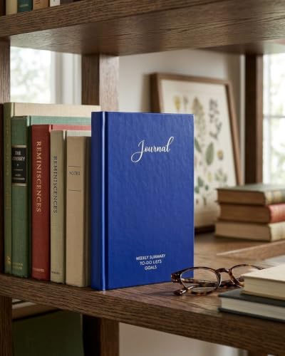 Image of Unruled Premium Hardcover Journal Notebook | Weekly Summary, To-Do Lists & Goal Planner | Undated Productivity Journal | A5 Size, Smooth Writing Pages | 100gsm Thick Paper, 80 Sheets /160 Pages Per Book | Elegant Notebook for Work, Study & Personal Planning (BLUE, Unruled)