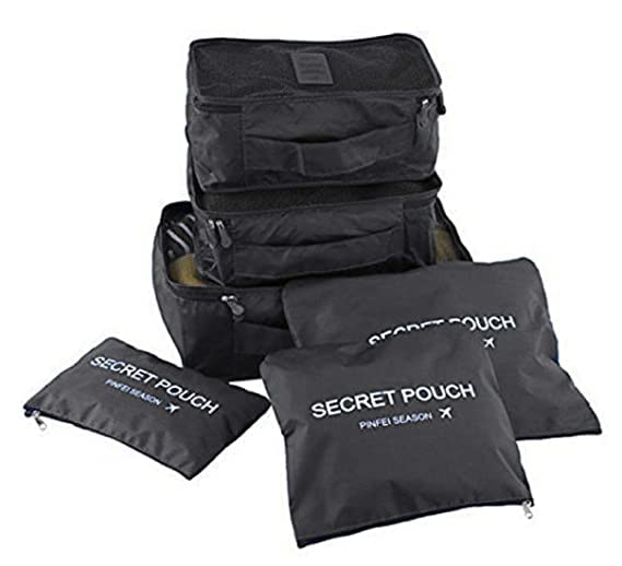 Shuang You Packing Cubes/Travel Pouch/Bag Suitcase Luggage Organiser Set of 6 (Black, Polyester)-image-28