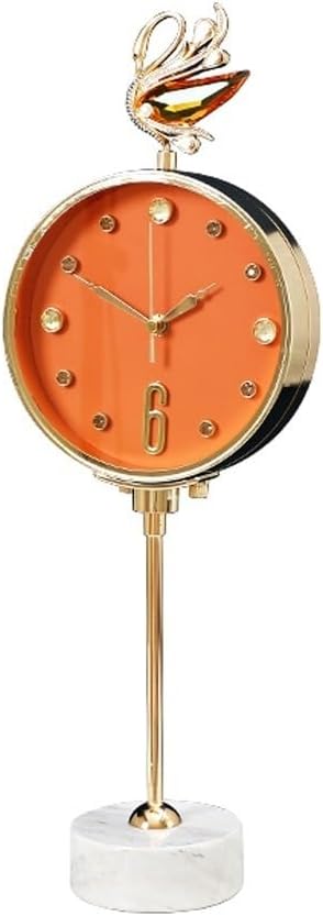 Desk Clock Fashionable Light Luxury Desktop Clock Living Room Decoration Desktop Clock Creative Metal Silent Clock Swan Ornaments Seat Clock