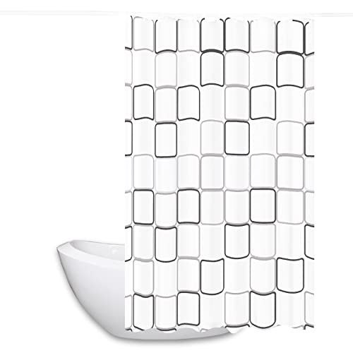 Miorkly Rideau de Douche 180 x 200 cm, Lavable Imperméable, en Polyester avec Rideau de Douche, Rideaux Salle de Bain Semi-Transparent avec 12 Crochets,Blanc Cover
