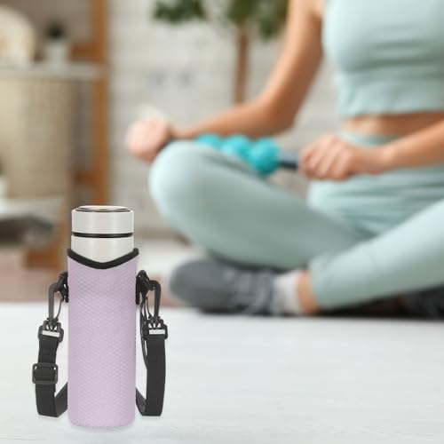 uxcell Neoprene Water Bottle Sleeve with Strap, 12 oz Insulated Water Glass Bottle Carrier Bag Diamond Grid Collapsible Drink Bottle Sleeve Cover Holder with Handle, Black