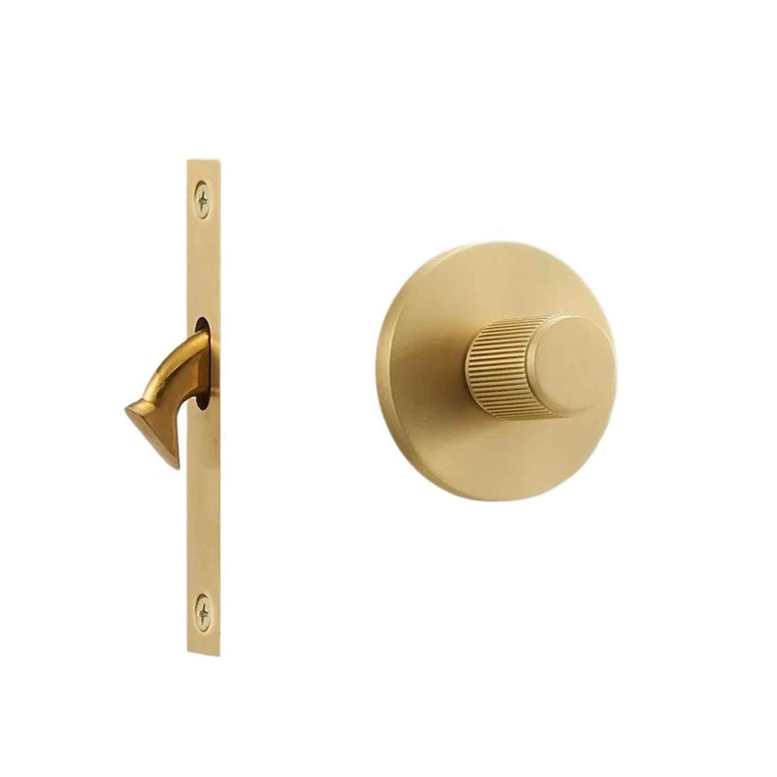 Sjloynwq One Color Brass Knob Single Word Emergency Push Door Lock Copper Wire(Gold)
