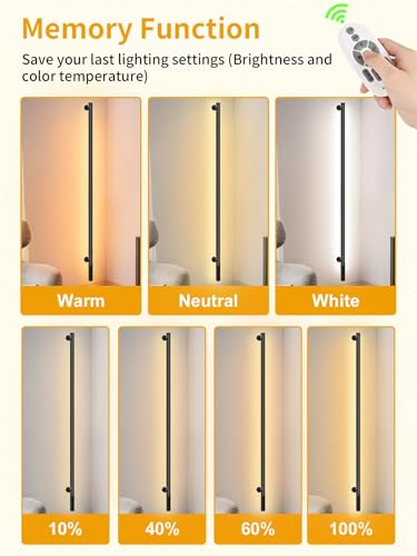 Image of Upgrade Plug in Wall Sconces, 58.2Inch Extra-Long Corner Wall Lights for Living Room, Corner Light with Remote Control, Minimalist Slim Plug in Sconce, 12W Wall Lamps for Living Room Bedroom (1 Pack)