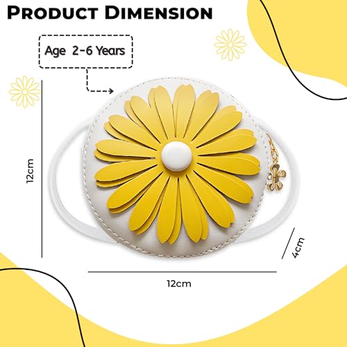 Image of BEMBIKA Kids Sling Bag - Trendy Mini Crossbody Sling Backpack for Boys & Girls, Colorful PU Shoulder Bag -(3-6 Years | White Flower Design)