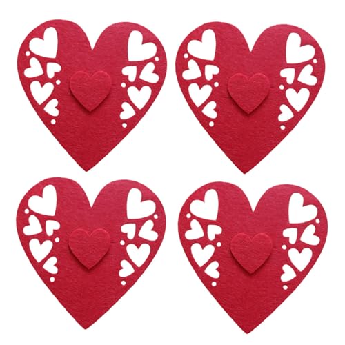 Zkbszn Tableware,4 PCS Love Cutlery Bag Set Fork Bag Tableware Holder Bags for Couples and Special Dinners