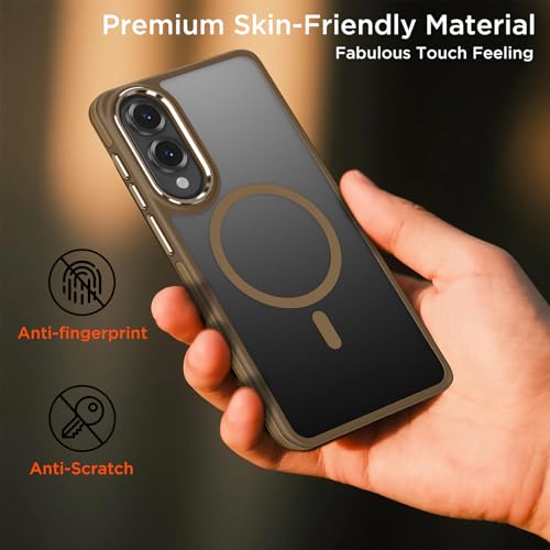 Image of MALEWOLF for Samsung Galaxy S25 Edge Case, Fits for Magsafe, Anti-Fingerprint Anti-Scratch Matte Cover, Color Hybrid Magnetic Cell Phone Case for Galaxy S25 Edge, Drop Resistant Protection (Brown)