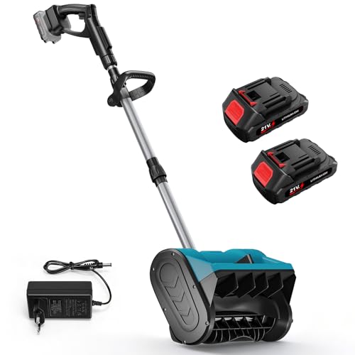Fresa per Neve senza fili 21 V, spazzaneve elettrica con 2 batterie, motore senza spazzole, altezza di lavoro 20 cm, larghezza di lavoro 30 cm, portata del proiettile 10 m, neve fresca, vialetti