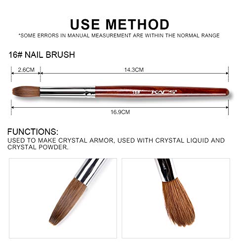 Alexnailart Kolinsky Sable Haar Nagelbürste Acryl Nagel Pinsel Runder Kopf Rot Holz Stift UV Gel Nageldesign Maniküre Malwerkzeug 16 # – Bild 8