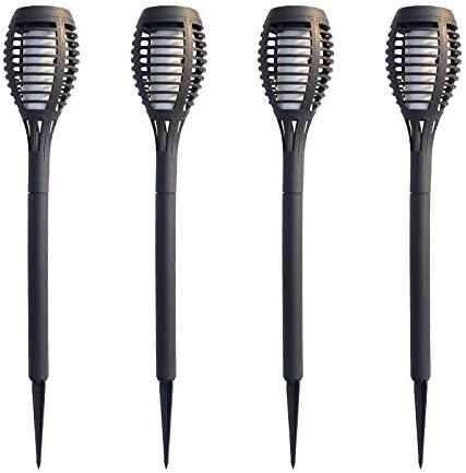 6Pcs Solar Powered Small Flame Lamp, Home Outdoor Courtyard Decoration, Too Powerful Lawn Flame Lamp (6ge), Black