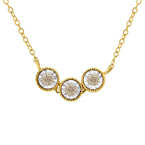 Haus of Brilliance Two-Toned Sterling-Silver Champagne Diamond 3 Stone Necklace (1/4 cttw, K-L Color, I2-I3 Clarity)