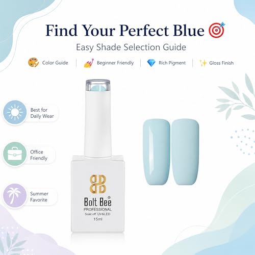 Image of Bolt Bee Ice Blue Color Gel Nail Polish Soak Off UV Gel DIY at Home 15ML Manicure Salon Nail Art