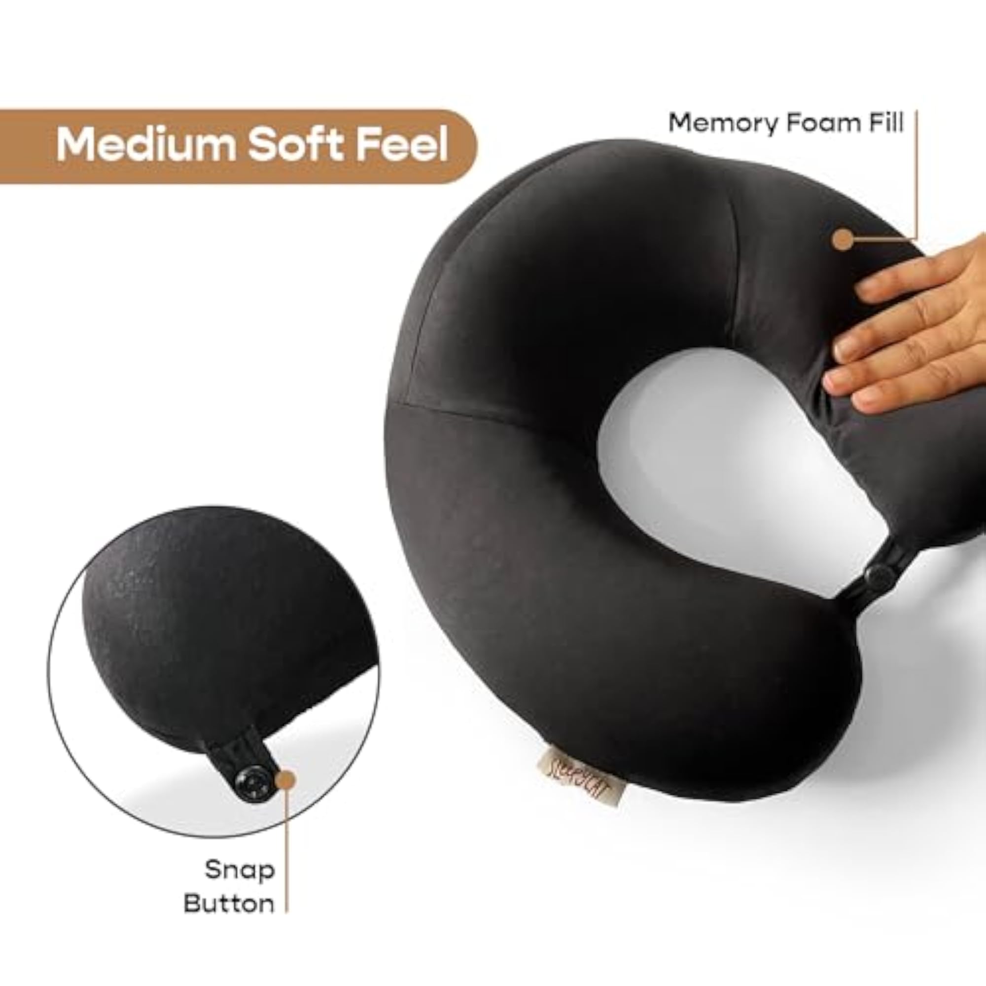 Travel Neck Pillow, Memory Foam Fill, Portable & Durable
