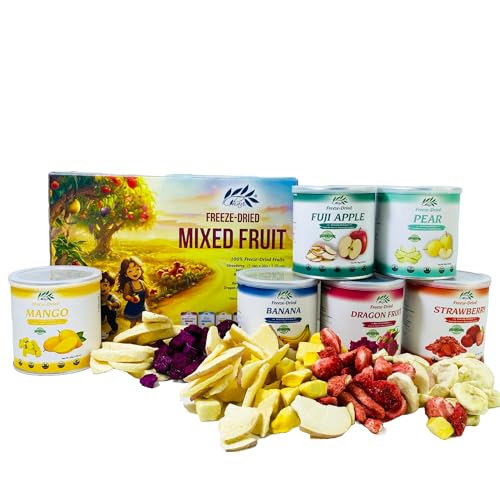 Image of CHAVI Freeze Dried Fruits - Mixed | 6 in 1 | No Added Sugars or Preservatives - Non-GMO, Vegan, Gluten-Free | Gift Box | 230 g | 8.1 oz | 6 Cans