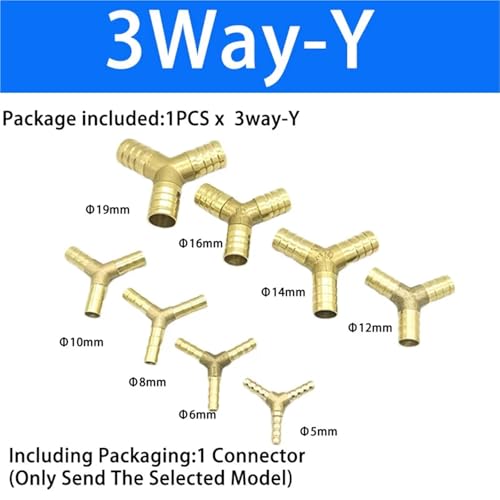 Conector de púas de cobre en Y de 16mm acoplador de latón para mangueras 3