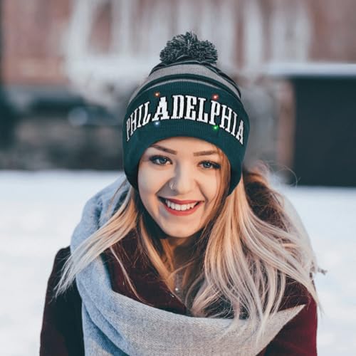 Gorro vintage clássico de caveira com chapéu de LED com punho de inverno tricotado vem presentes par