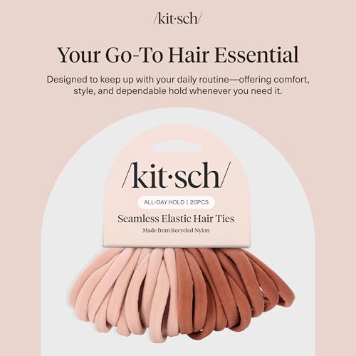 Kitsch Nylon Hair Ties, No Damage, Stretchable Hair Bands, Blush, 20 Pcs - image 9